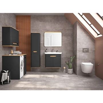 VITRA SENTO vysoká skříňka 40x35x157,5 cm, 2 dvířka, panty vpravo, s košem, antracite mat 60844 Obrázek - fotka