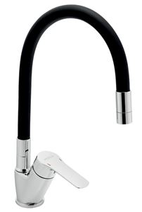 NOVASERVIS METALIA 54 dřezová baterie, s flexi ramínkem, černá/chrom