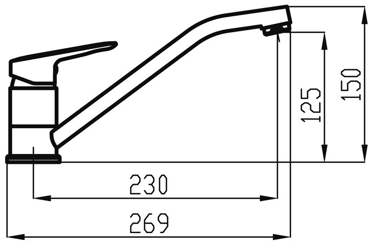 NOVASERVIS METALIA 54 dřezová baterie, chrom 54091,0 Technický nákres