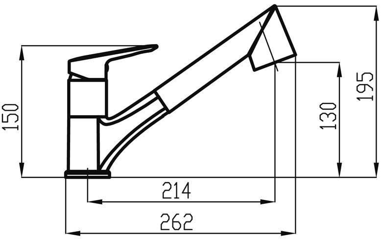NOVASERVIS METALIA 54 dřezová baterie, s vytahovací sprškou, chrom 54081,0 Technický nákres