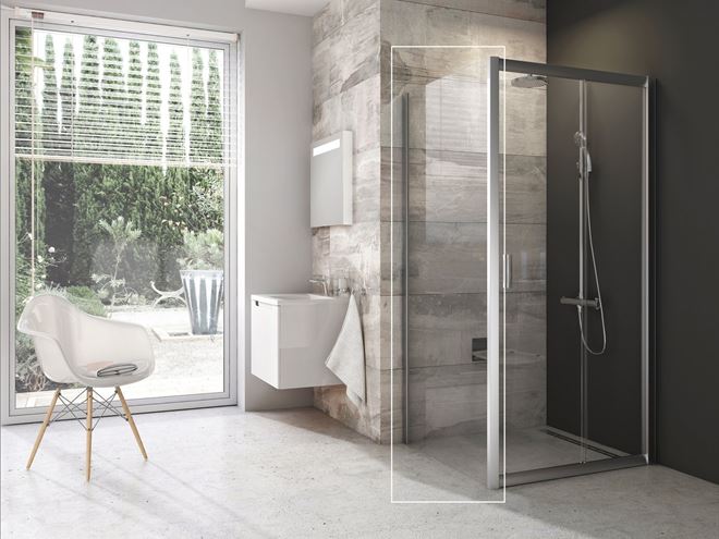 RAVAK BLIX BLPS 80 boční stěna 80x190 cm, satin/čiré sklo 9BH40U00Z1 Obrázek - fotka