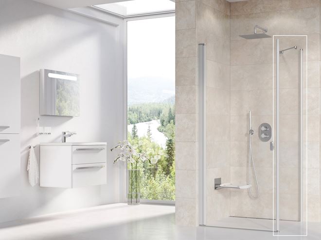 RAVAK CHROME CPS 100 boční stěna 100x195 cm, satin/čiré sklo 9QVA0U00Z1 Obrázek - fotka