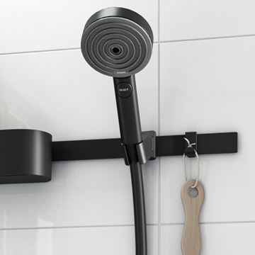 HANSGROHE WALLSTORIS nástěnný otočný držák ruční sprchy, matná černá 27917670 Obrázek - fotka