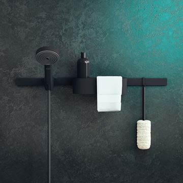 HANSGROHE WALLSTORIS nástěnný otočný držák ruční sprchy, matná černá 27917670 Obrázek - fotka