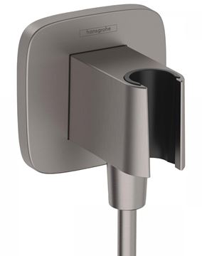 HANSGROHE FIXFIT Q držák ruční sprchy s připojením na vodu, kartáčovaný černý chrom