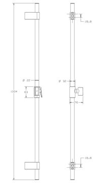 CONCEPT 300 sprchová tyč 1004 mm s držákem ruční sprchy, hadice, chrom PM10017/CO Technický nákres