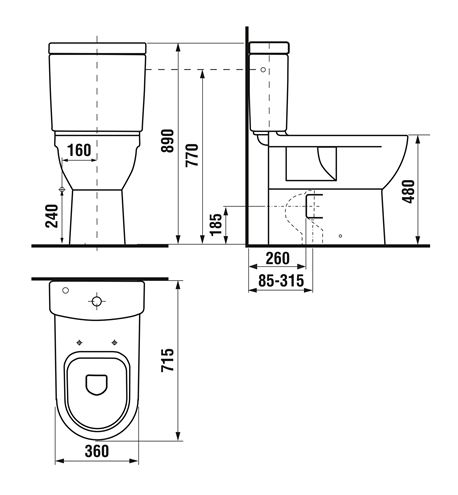 JIKA MIO bezbariérová WC kombi mísa, vario odpad, Jika Perla H8247161000001 Technický nákres
