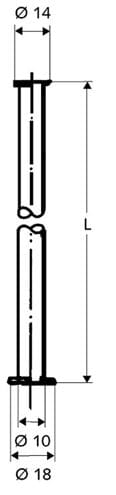 SCHELL měděná trubka pr.10 mm, 300 mm, pro připojení 3/8"x1/2", chrom 500000699 Technický nákres