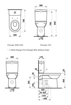 LAUFEN PRO WC kombi mísa, vario odpad, LCC H8249554000001 Technický nákres