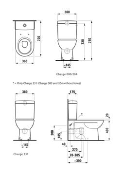 LAUFEN PRO WC kombi mísa, vario odpad H8249580000001 Technický nákres