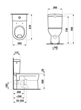 LAUFEN PRO WC kombi mísa, ploché splachování, vario odpad, LCC H8249594000001 Obrázek - fotka