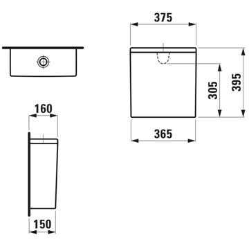 LAUFEN PRO WC kombi nádržka, zadní přívod vody, Dual-Flush H8299510009711 Technický nákres