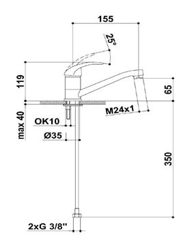 EASY dřezová baterie, chrom EA515.0 Technický nákres
