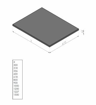 CONCEPT MODULAR deska pod umyvadlo 150x47,5x1,8 cm, lesklá bílá 809225 Technický nákres