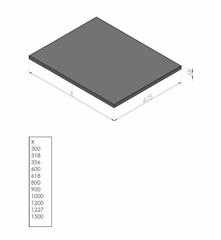 CONCEPT MODULAR deska pod umyvadlo 90x47,5x1,8 cm, herkules 809256 Technický nákres
