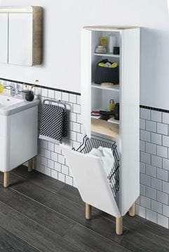 VITRA SENTO vysoká skříňka 40x35x157,5 cm, 2 dvířka, panty vlevo, s košem, white mat 60854 Obrázek - fotka