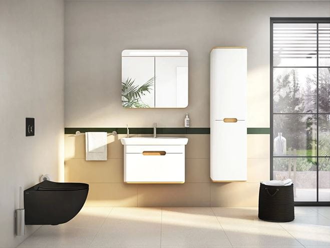 VITRA SENTO vysoká skříňka 40x35x157,5 cm, 2 dvířka, panty vlevo, s košem, white mat 60854 Obrázek - fotka