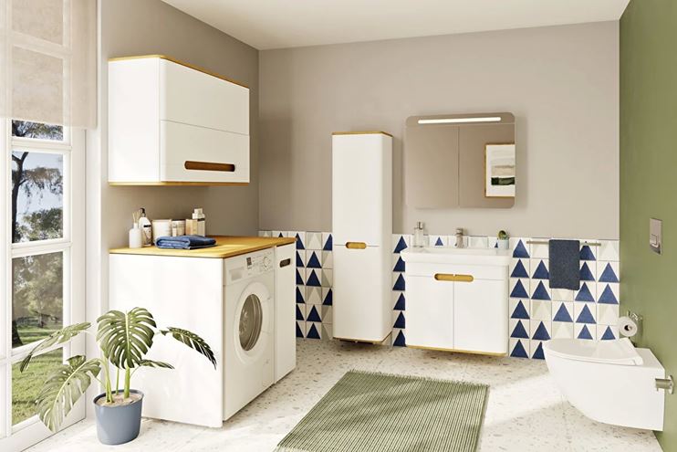 VITRA SENTO vysoká skříňka 40x35x157,5 cm, 2 dvířka, panty vlevo, s košem, white mat 60854 Obrázek - fotka