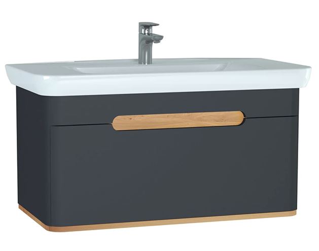 VITRA SENTO skříňka s umyvadlem 98x48,5x52 cm, 1 zásuvka, s osvětlením, antracite mat 60820 Obrázek - Hlavní obrázek