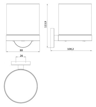 EMCO ROUND dávkovač tekutého mýdla 155 ml, se senzorem, nástěnný, sklo, bílá 432113903 Technický nákres