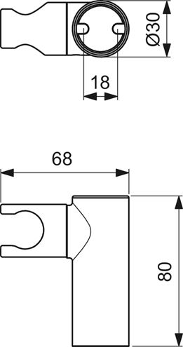 IDEAL STANDARD IDEALRAIN PRO nástěnný otočný držák ruční sprchy, chrom B9847AA Technický nákres