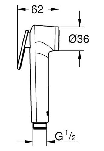 GROHE TEMPESTA-F TRIGGER SPRAY 30 bidetová sprška, chrom 27512001 Technický nákres