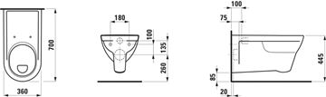 LAUFEN PRO LIBERTY bezbariérové závěsné WC, ploché splachování H8209530000001 Technický nákres