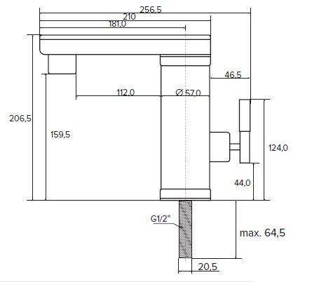 HAKL OB 700 dřezová elektronická baterie, s ohřevem, pro jednu vodu, napájení ze sítě, chrom HAOB700 Technický nákres