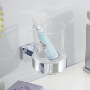 GROHE ESSENTIALS CUBE nástěnný pohárek, sklo, chrom 40755001 Obrázek - fotka