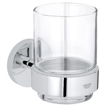GROHE ESSENTIALS nástěnný pohárek, sklo, chrom