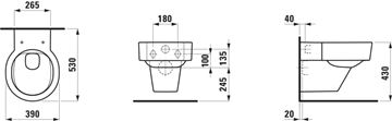 LAUFEN VAL závěsné WC, Rimless splachování H8202810000001 Technický nákres