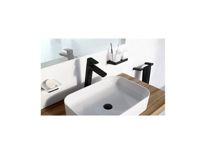 RAVAK 10° BLACK TD 220.20 držák kartáčků s pohárky, nástěnný, sklo, černá X07P558 Obrázek - fotka