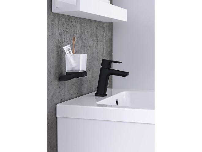 RAVAK 10° BLACK TD 210.20 držák kartáčků se sklenkou, nástěnný, sklo, černá X07P557 Obrázek - fotka