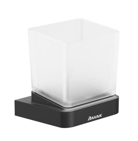 RAVAK 10° BLACK TD 210.20 držák kartáčků se sklenkou, nástěnný, sklo, černá X07P557 Obrázek - Hlavní obrázek