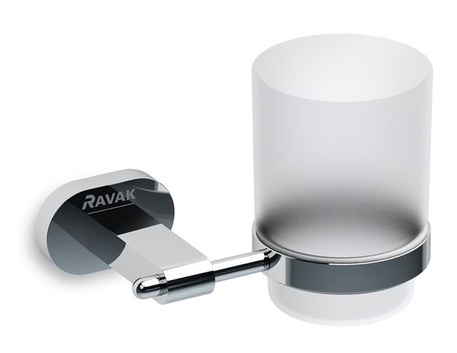 RAVAK CHROME CR 210 držák kartáčků s pohárkem, nástěnný, sklo, chrom X07P188 Obrázek - Hlavní obrázek