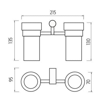 NIMCO BORMO nástěnné pohárky, sklo, chrom BR 11058DW-26 Technický nákres