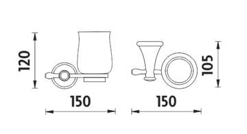 NIMCO LADA nástěnný pohárek, keramika, staromosaz/bílá LA 19058K-65 Technický nákres