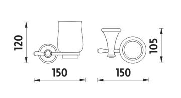 NIMCO LADA nástěnný pohárek, keramika, staroměď/bílá LA 19058K-80 Technický nákres
