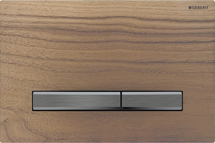 GEBERIT SIGMA 50 ovládací tlačítko pro dvě splachování, easy-to-clean, zinek/dřevo, americký ořech/černý chrom 115.671.JX.2 Obrázek - Hlavní obrázek
