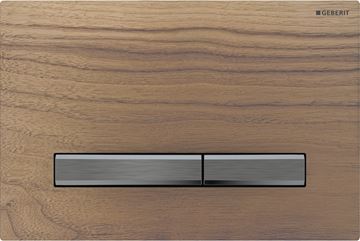 GEBERIT SIGMA 50 ovládací tlačítko pro dvě splachování, easy-to-clean, zinek/dřevo, americký ořech/černý chrom