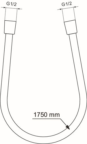 IDEAL STANDARD IDEALRAIN sprchová hadice Idealflex 1750 mm, hladká, Anti-Twist, kov, rosé BE175RO Technický nákres