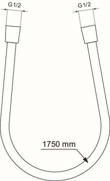 IDEAL STANDARD IDEALRAIN sprchová hadice Idealflex 1750 mm, hladká, Anti-Twist, kov, rosé BE175RO Technický nákres