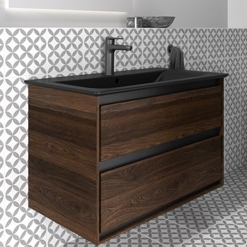 IDEAL STANDARD CONNECT AIR umyvadlo 84 cm, s otvorem pro baterii a přepadem, matná černá E0279V3 Obrázek - fotka