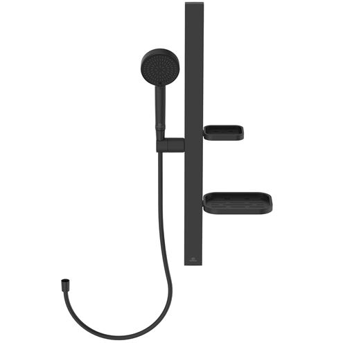 IDEAL STANDARD IDEALRAIN ALU+ sprchová souprava 5-dílná, ruční sprcha pr. 100 mm, 2 proudy, tyč, hadice, mýdlenka, polička, matná černá BD586XG Obrázek - Hlavní obrázek