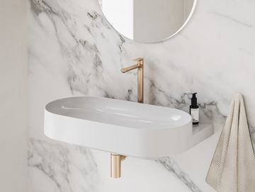 RAVAK ELEGANTA umyvadlová stojánková baterie, EcoFlow, růžové kartáčované zlato X070365 Obrázek - fotka