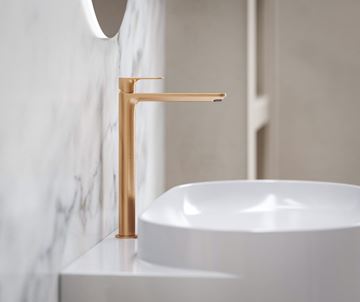 RAVAK ELEGANTA umyvadlová stojánková baterie, EcoFlow, růžové kartáčované zlato X070365 Obrázek - fotka