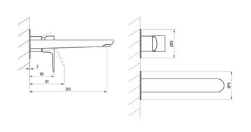 RAVAK ELEGANTA umyvadlová podomítková baterie, EcoFlow, matná černá X070292 Technický nákres