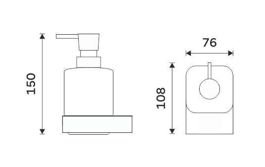NIMCO NIKAU dávkovač tekutého mýdla 320 ml, nástěnný, keramika, chrom/bílá NK 30031K-26 Technický nákres