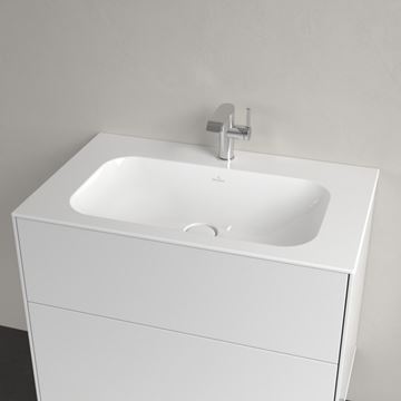 VILLEROY & BOCH FINION umyvadlo na desku 80 cm, s otvorem pro baterii a přepadem, CeramicPlus, alpská bílá 416484R1 Obrázek - fotka
