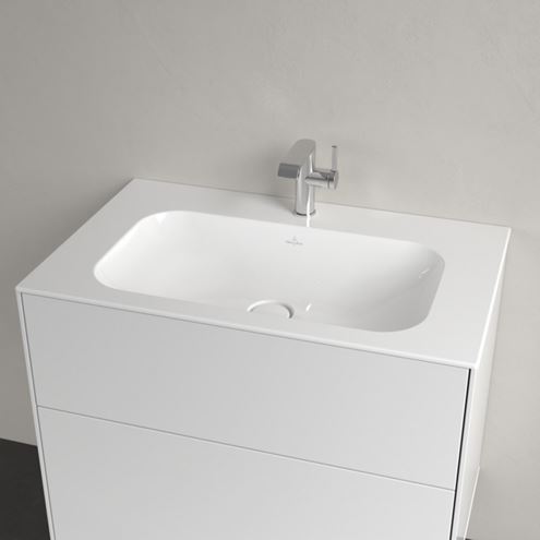 VILLEROY & BOCH FINION umyvadlo na desku 80 cm, s otvorem pro baterii a přepadem, CeramicPlus, alpská bílá 416484R1 Obrázek - fotka